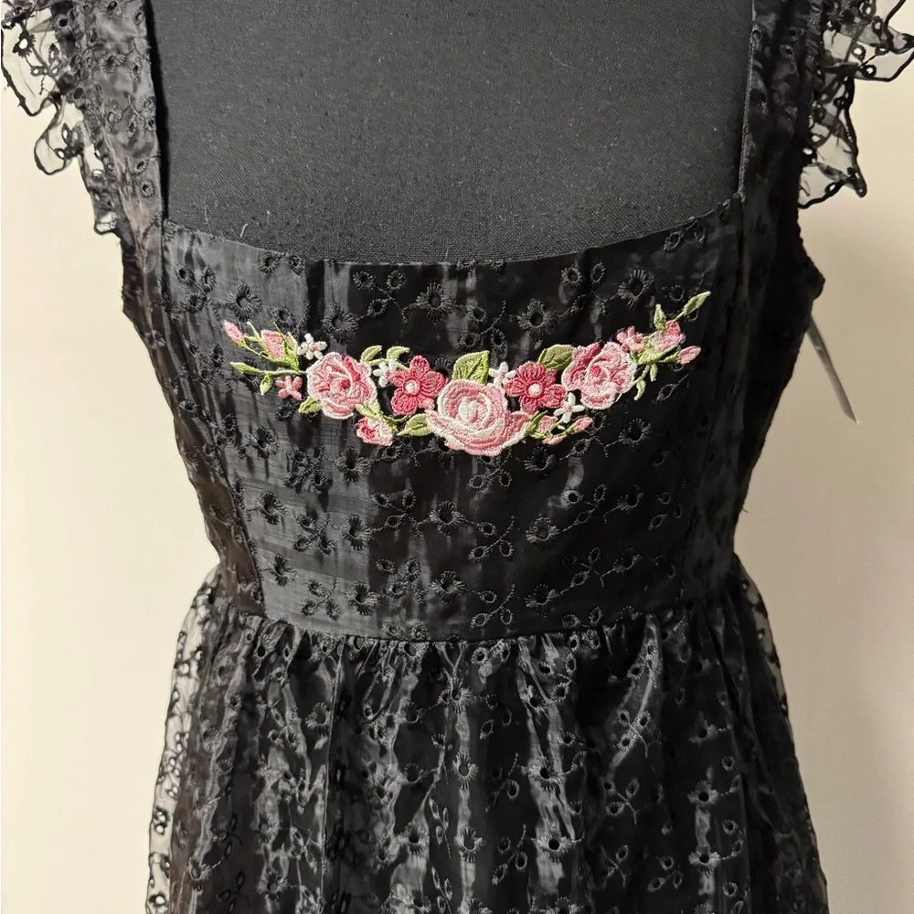 Delia’s black dolls kill floral embroidered Tulle gothic maxi dress NWT🐸 - Picture 2 of 12